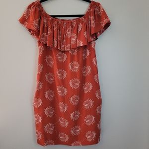 Madewell Silk Off-The-Shoulder Dress in Palmflower